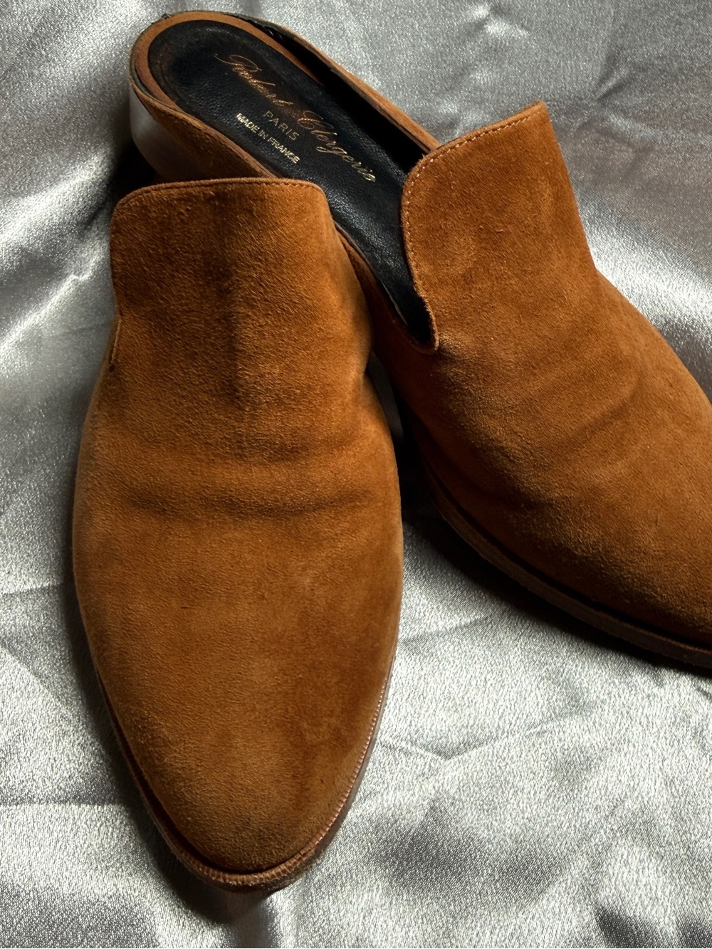 Robert Clergerie Womens Alicem Carmel Brown Suede Mule Loafer Size 40/10 Slip On